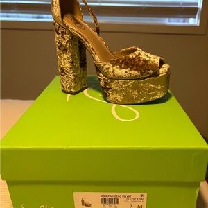 Sam Edelman Gold Velvet Platform Heels